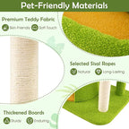 Tangkula Palm Cute Cat Tree, Cat Tower with Sisal Scratching Posts, Padded Top Perch, Condo, Self Groomer, Jumping Platforms & Dangling Balls, Unique Cat Tree Tower with Green Leaves for Indoor Cats