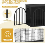 39.4" Wooden Dog Crate Furniture, Indoor Dog Kennel Dogs Cage for Small/Medium/Large Dogs, Heavy Duty Dog Crates Decorative Pet House End Side Table TV Stand, Black DFC84104B