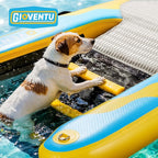 Inflatable Dog Boat Ramp, Heavy-Duty Floating Dog Water Ramp for Large Dogs, 220 LBS Capacity, Stable Drop-Stitch Platform with Submerged Steps, Non-Slip Surface, for Boats, Docks & Pools
