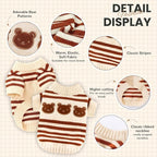 XS Dog Sweater with Cute Bear Pattern, Striped Soft Stretchable Warm Puppy Clothes for Small Dogs Cats, French Bulldog, Chihuahua for Winter(Brown,Medium)