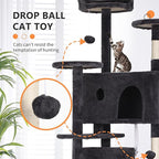 Heavy Duty Cat Tree, 70 Inch Tall Tower With 3 Top Perches Platforms & 2 Cozy Condos, Climbing Tower With Ladders & Sisal Pole, Scratching Tree for Large Cats Play House, Grey