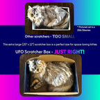 UFO Cat Scratcher Box for Indoor Cats, Extra Large 20" Cardboard Scratcher House with Reversible Pad, Enclosed Cat Lounge for Large Cats, 20 x 12 x 6 in