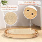 Oval Sisal Cat Scratcher with Ball Track - Woven Sisal Scratching Pad & Interactive Cat Toy, Wooden Track with 3 Toy Balls for Indoor Cats, No Assembly Needed