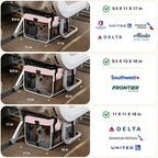 Lekereise Top-Expandable Pet Carrier 18x13x9.5 Inch Southwest Frontier Airline Approved Soft Sided Underseat to 15lbs Travel Carriers for Small Cats Dogs with Locking Safety Zippers Anti-Scratch Mesh