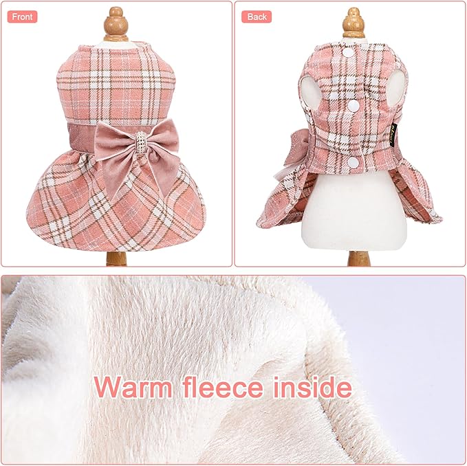 Dog Sweaters Dog Clothes for Small Dogs Boy Girl Fall Puppy Dress Warm Fleece Chihuahua Yorkie Teacup Doggie Sweaters Dresses Doggy Sweater for Small Dogs Girl Cat Outfit (Pink 2, Small)