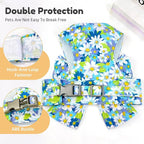 BAEJMJK Dog Harness and Leash Set with Bow Knot No Pull Pet Daisy Floral Harness with D-Ring Soft Mesh Dog Harness Vest Set Escape Proof Princess Puppy Harness for Small Girl Dogs Cats（Blue A XS）