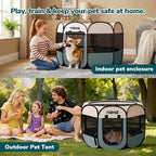 Dog Playpen, Portable Puppy Pet Crate Indoors for Small/Medium Dogs Cats Rabbits, Foldable Dog Cage Enclosure for Outdoor, Pop Up Dogs Tent Kennel with Carrying Case, Grey