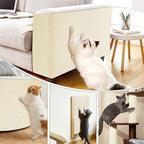 Cat Scratch Mat for Couch, Wall & Cat Tree - 78.7" Trimmable Self-Adhesive Cat Scratcher, Cat Scratch Furniture Protector, Felt Alternative to Sisal, DIY Cat Tower Replacement, 2 Pack (Beige)