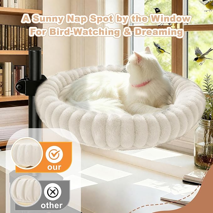 Dogpals 360° Rotating Cat Bed for Desk, Height Adjustable Cat Perch with Semi-Enclosed Design & Removable Cushion, No-Drill Clamp fits up to 1.18" Desk, Supports 9lbs for Office, Gaming Table