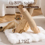 HITTITE Natural Solid Wood Cat Tree Tower with Scratching Post, 32 Inches Tall Modern Cat Tower with Cozy Bed and Platforms, Luxury Real Branch Cat Tree for Indoor Cats Large Adult, White.