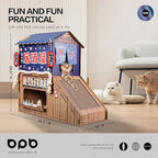 Cardboard Cat House,Cat Bed with Cat Toys,Cat Villa with Cat Scratching Posts,Suitable for Cats of All Weights(29.5inx28.5inx18in)