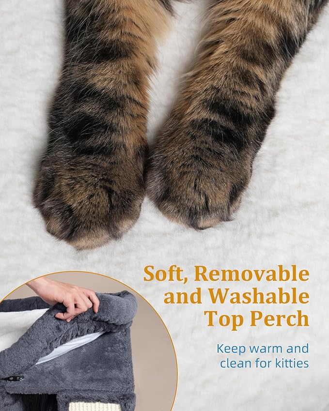 XL Cat Tree Tower for Large Adult Cats 20 lbs+, 25in Perch Bed, Condo Cave for Indoor Medium Kittens Rabbit Ferret Pet, Sisal Scratchers, Extra Large
