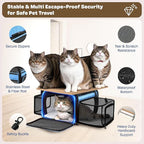 Top and 2 Sides Expandable Cat Carrier 18x13.5x9.5, TSA Airline Approved Dog Carriers for Small Dogs, Soft-Sided Pet Carrier with Self-Locking Zippers for Kitten,Rabbit, Puppy, Guinea Pig Blue