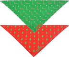 Realeaf Christmas Dog Bandanas 2 Pack, Reversible Red Green Xmas Dog Scarf for Boy and Girl, Premium Durable Fabric, Holiday Bandana for Small Medium Large and Extra Large Dogs (Small)