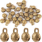 AUEAR, 30 Pack Vintage Brass Bells Mini Jingle Bell DIY Craft 11mm Small Tibetan for Jewelry Making Charms Pendants Wind Chimes Home Door Decor