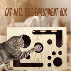 2026 New Cat Nail File Scratch Enrichment Box,Cat Scratchs Puzzle Enrichment Box, Cats Scratch Puzzle Toy with Snack Design, Sandpaper Inside for Indoor Scratching (Brown)