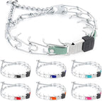 Herm Sprenger Chrome Plated Steel Dog Collar with Quick Release ClicLock Buckle and Biothane Insert Training Collar for Dogs Made in Germany (Sage Green, 22in x 3.0mm(Neck Size up to 18-19in))