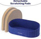 FUKUMARU Cat Scratcher, 24 Inch Sofa Shape Cat Scratcher Couch Bed, Reversible Detachable Cats Scratching Board, Round Cats Scratch Pads Refill Indoor, Blue