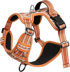HEELE Dog Harness, No Pull Adjustable Padded Reflective Harness for Small Medium Large Dogs with Handle for Walking Training, Flower-Orange,XL