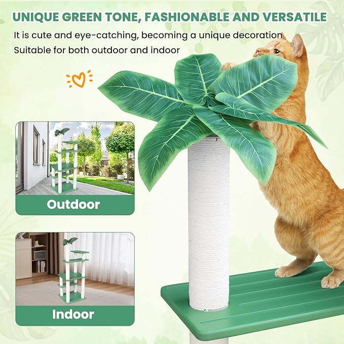 56 Inches Large Outdoor Waterproof Cat Tower, Multi-Level Cat Tree, for Outside and Indoor Cats, with PVC Board and Cat Scratching Posts