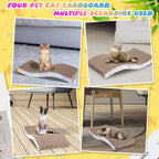 Qunclay 4 Pcs Cardboard Cat Scratcher, Reversible Cat Scratch Pad with Catnip, Textures Design S Shape Corrugated Boards for Furniture Protection