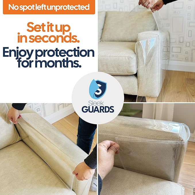 Cat Scratch Furniture Protector, Couch Arm Covers, Furniture Protectors from Cats Scratching, Sofa Arm Covers, One Sided Anti-Scratching Sticky Tape, Cat Scratch Deterrent - Model 1a