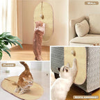 Natural Sisal Cat Scratch Pad, Wall Cat Scratch Board Mat, Summer Wear-Resistant Cool Mat, Anti Scratch Wall Sofa Protector (Sisal Primary Color, 23.6" L x 14.2" W, Elliptical, 1PC)