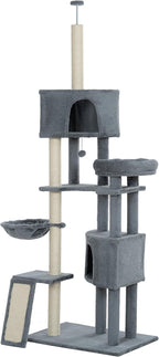 105 -Inch Cat Tree, Cat Tower for Indoor Cats, Multi-Level Cat Condo with 3 Perches, 2 Caves, Basket and Scratching Board Fo