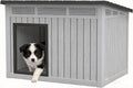 Bifanuo Outdoor Indoor Dog House for Small to Medium Dogs - Waterproof Design, Detachable Roof & Easy Assembly and Cleanup (Classic Grey, 32.1" L × 25.1" W × 24" H)