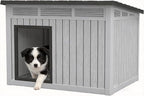 Bifanuo Outdoor Indoor Dog House for Small to Medium Dogs - Waterproof Design, Detachable Roof & Easy Assembly and Cleanup (Classic Grey, 32.1" L × 25.1" W × 24" H)