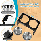 Niubya Elevated Dog Bowls with 2 Stainless Steel Dog Food Bowls, Raised Dog Bowl Adjusts to 5 Heights (3.15", 8.66", 9.84",11.02", 12.2") for Small Medium and Large Dogs