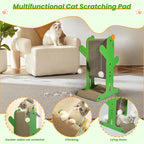 Cat Scratcher, 2-Sided Cat Cardboard Scratcher, T Shaped Vertical Cat Scratcher for Wall and Couch Protection, Cat Scratching Post with 2 Toys for Indoor Cats