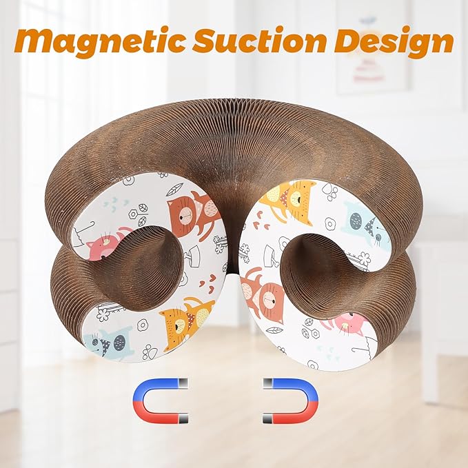 Accordion Magic Organ Cat Scratcher Board for Indoor Cats, Cardboard Cat Scratch Toy with Ball,Interactive Mental Physical Exercise Cat Toy