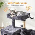 Multi-Level Cat Tree Tower for Large Cats with Scratching Posts, Condos, Perch, Hammocks & Toys, Cat Jungle Gym for Indoor Cats, Ideal for Multi-Cat Households, Dark Grey