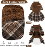 Dog Sweater Dog Clothes for Small Dogs Boy Girl Fall Puppy Dress Warm Fleece Chihuahua Yorkie Teacup Doggie Sweaters Dresses Doggy Sweater for Small Dogs Girl Cat Outfit, Brown, XS