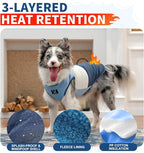 Reversible Dog Winter Coat, Waterproof Warm Fleece Sweater Windproof Lightweight Pet Snow Jacket for Medium Large Dogs with Double Ended Zipper, Cold Weather Dog Coat,Blue,XL