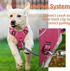 HEELE Dog Harness for Medium Dogs No Pull Dog Vest Harness with Soft Padded Handle Reflective for Outdoor Training, Rose(Matching Trim), M