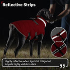 Dogcheer Dog Coat with Harness, Waterproof Dog Jacket Adjustable Pet Winter Coat with Zipper, Christmas Puppy Snow Jacket Fleece Sweater for Small Medium Large Dogs - Red M