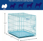 MidWest Homes for Pets 24-Inch Blue Fashion iCrate for Small Breeds, 12-20 lbs, Single Door Folding Dog Crate with Divider Panel, Leak-Proof Tray & Secure Latch, Portable, Durable & Easy to Assemble