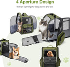 Lekebobor Large Cat Backpack Carrier Expandable Pet Carrier Backpack for Small Dogs Medium Cats Fit Up to 18 Lbs, Dog Backpack Carrier, Foldable Puppy Backpack Carrier for Travel, Hiking,Dark Green