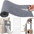 78.7"x15.8" Self-Adhesive cat Scratch pad - Trimmable Furniture Protector for Couch, Walls & Cat Trees | DIY Climbing Scratcher Pad with Twist Pins & Double-Sided Adhesives (Light Grey)