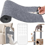 78.7"x15.8" Self-Adhesive cat Scratch pad - Trimmable Furniture Protector for Couch, Walls & Cat Trees | DIY Climbing Scratcher Pad with Twist Pins & Double-Sided Adhesives (Light Grey)