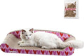 CSR1004A Montego 27.5" Coastal Patterned Cardboard Lounge Bed Cat Scratcher with Catnip, Pink/Red