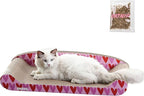 CSR1004A Montego 27.5" Coastal Patterned Cardboard Lounge Bed Cat Scratcher with Catnip, Pink/Red