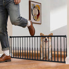 10''-15.8'' Height Adjustable Dog Gate, Extra Wide 18.1"-46" All Metal Short Dog Gate to Step Over, Pressure Mount Small Pet Puppy Gate for Stairs & Doorways(Black)