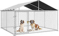 DWVO Outdoor Dog Enclosure with Roof, 10'x10' Dog Kennel Outside with Metal Gate, Dog House Large Dogs for Yard