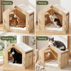 Spacious cat House，Enclosed cat Bed with a Padded Cotton pad and cat Ball，Easy to Assemble and Clean