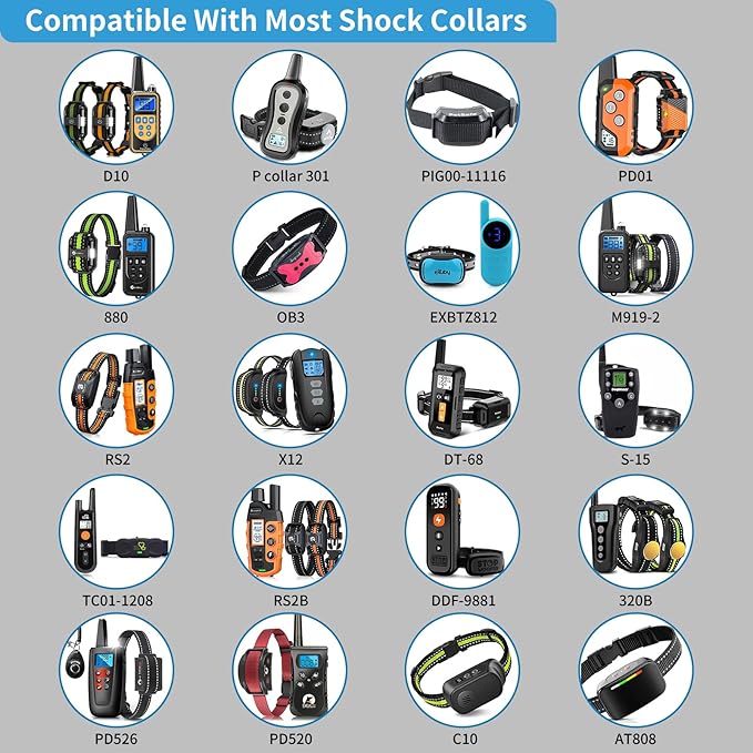 PaiPaitek Dog Shock Collar Replacement Strap, Reflective & Adjustable 3/4 x 28 Inch, Compatible with Multiple Brands Training Collars, Black/Blue Nylon, 2 Pack