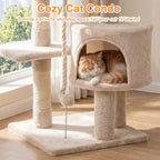 Tangkula 36 Inch Cat Tree Tower, Multi-Level Cat Tower with Condo, Top Perch, Sisal Scratching Posts & Hanging Rope, Spring & Hanging Balls, Climbing Platforms for Indoor Cats and Kittens (Beige)