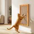 Cat Scratching Post, Wooden Sisal Cats Wall Scratcher, Floor or Wall Mounted Vertical Cat Scratch Pad for Indoor Cats Adults or Kittens, Scratching Board Cat Wall Furniture Protector